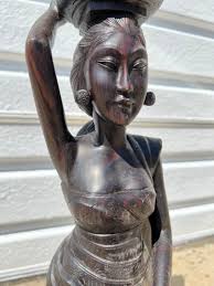 Vintage African Wooden Tribal Statue 31” Tall