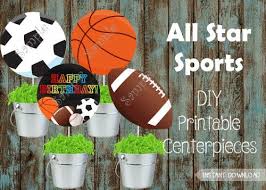 Sports Centerpieces Sports Party Decorations All Star Party Ideas Papelpintadodesigns Di Sports Party Decorations Sports Themed Party Sports Centerpieces