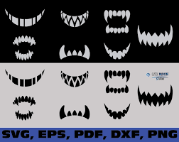 Scary Fangs And Teeth Svg Custom Face Mask Svg Scary Mouth Etsy Face Stencils Scary Faces Halloween Silhouettes