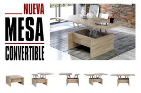 Mesa multifuncional extensible y altura regulable. Mesa De Centro Convertible A Mesa De Salon 80x80 160x80 Cm