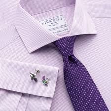 Lilac Mini Gingham Non Iron Tailored Fit Dress Shirt Tailored Fit Dress Shirts From Charles Tyrwhi Mens Shirt Dress Shirt And Tie Combinations Workout Shirts