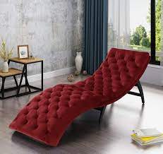 Margo pink velvet chaise lounge by meridian furniture lean back and lounge in luxurious style on this stunning margot pink velvet chaise by meridian furniture. Amazon Com Large Chaise Lounge Chair With Elegant Tufted Velvet Red Upholstery Home Kitchen