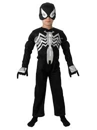 Includes bodysuit, mask, and web projection gloves. Child Black Spiderman Costumes R Us Fancy Dress
