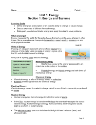The mechanical energy of moving water can be converted, transformed, into electrical energy. Unit 5 Section 1 Notes And Worksheets Answer Key Wahs