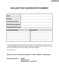 Once set, child support payments can only be modified by court order. Fillable Online Dhr Alabama Non Custodial Parent Child Support Payment Coupon Dhr Alabama Fax Email Print Pdffiller