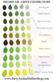 Sugarflair Colour Chart Greens Perfect For Foliage