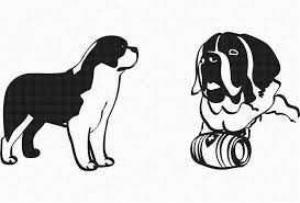 Black And White St Bernard Clipart St Bernard Dog Svg Eps Png Dxf Clipart For Cricut And Etsy In 2020 Clip Art Svg Dxf