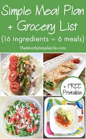 Super Simple Meal Plan Grocery List 16 Ingredients 6 Meals Meal Plan Grocery List Easy Meal Plans Cheap Meal Plans