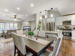 In ancient times, the kitchen was the heart of every home, remote but feeding right into the main entertainment area. High Ranch Home Open Concept Open Concept Kitchen Living Room Farmhouse Kitchen Design Open Dining Room