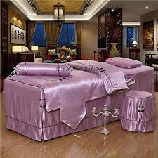 Alhbnay Luxury Round Head Beauty Bed Cover 4pc Spa Massage Therapy Body Beauty Salon Table Sheet Sets Bedspreads Bed Spreads Bed Covers Spa Massage Therapy