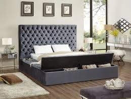 Designed in the modern farmhouse style with chevron planking on the headboard; Meridian King Size Storage Bed Blissgreyk Grey Upholstered Platform Bed Bed Frame With Storage King Storage Bed