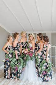 Dark Botanical Floral Wedding By Grace Studios Bridesmaid Dresses Floral Print Floral Bridesmaid Dresses Floral Bridesmaid Dresses Long