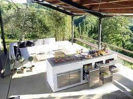 Modern kitchen built into a courtyard. Top 60 Best Outdoor Kitchen Ideas Chef Inspired Backyard Designs