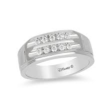 Enchanted Disney Men S 1 4 Ct T W Diamond Two Row Wedding Band In 14k White Gold Zales Enchanted Disney Fine Jewelry Disney Fine Jewelry White Gold