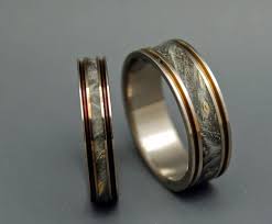 Enter Love Warm Bronze Pinstripes Compliment Dark California Buckeye In This Unique Band Set Each Titanium Wedding Ring Sets Rings For Men Mens Wedding Rings