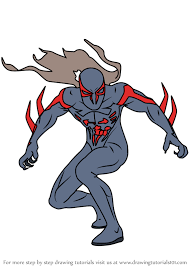 Draw a curved line below the circle, attached to it on each side. Learn How To Draw Spider Man 2099 Marvel Comics Step By Step Drawing Tutorials