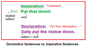 Read the following sentences and state their kind. Comparing Declarative Imperative Sentences Video Lesson Transcript Study Com