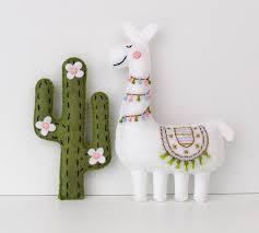 Llama And Cactus Sewing Pattern Embroidered Felt Cactus Llama Etsy In 2021 Felt Crafts Hand Embroidery Pattern Felting Projects