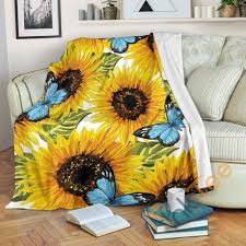 Soft & warm throws, fleece, baby blankets & more all in a huge range of designs. Blue Butterfly Sunflower Pattern Premium Fleece Blanket