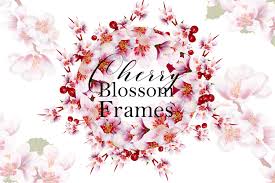 Vintage floral borders clipart shabby. Cherry Blossom Frames In Illustrations On Yellow Images Creative Store
