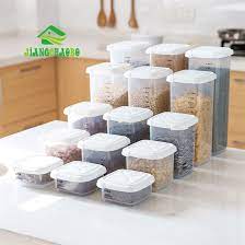 jiangchaobo 1 pc tea bean grain spice food grain plastic storage box for kitchen fridge container plastic box storage canned food storage grain storage
