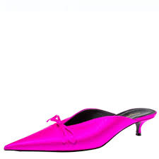 Balenciaga knife leather heels shoes size 36. Balenciaga Metallic Pink Satin Knife Pointed Toe Kitten Heels Mules Size 38 Balenciaga Tlc