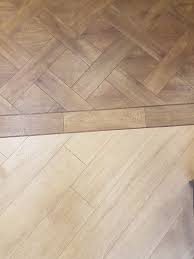 Our Showroom Floors Showcasing Amtico Top Amtico Signature In Farmhouse Oak In Basket Weave Laying Pattern Bottom Amtico Flooring Flooring Kitchen Flooring