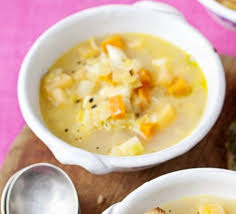 Chunky Root Vegetable Soup With Cheesy Pesto Toasts Recipe Vegetable Soup Root Vegetable Soup Bbc Good Food Recipes