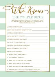Read on for some hilarious trivia questions that will make your brain and your funny bone work overtime. Who Knows The Couple Best Game Bridal Shower Game Bachelorette Party Game Hen Party Ga Couples Bridal Shower Bridal Shower Games Funny Couple Wedding Shower