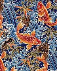 Navy Blue Japan Art Koi Art Japanese Art