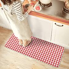 Red inspires images of apples in autumn, winter candy canes and warm fires, spring flowers, and summer fireworks. Kitchen Utensils Gadgets Sureruim Plaid Printing Red And White Plaid Anti Fatigue Kitchen Mat Natural Fiber Carpets Non Slip Kitchen Rug Kitchen Dining