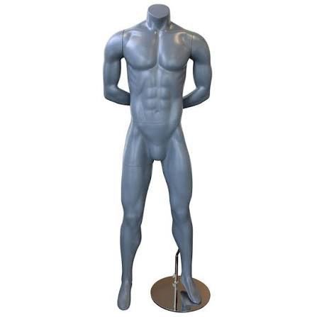 Headless Gray Male Athletic Fiberglass Mannequin| By G+B