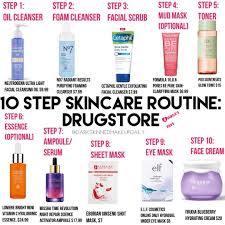 10 Step Skincare Routine Featuring Drugstore Only Products Most Of These Products Can Be Purchased Skincare For Oily Skin Skin Care Steps Skin Care Solutions