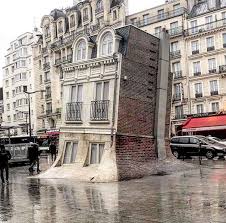 Maison Fond Installation In Paris By Leandro Elrich Via Designbunker Installation Architecture Street Art Installation Art