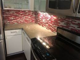 Glass tile is ideal for backsplashes. Quartz Red Strip Mosaic Tile Red Backsplash Tile Sparkly Red Quartz Backsplash Red Kitchen Backsplash Bathroom Walls Shower Wall Accent Wall