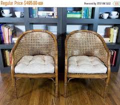 On Sale 2 Vintage Hollywood Regency Faux Bamboo Cane Barrel Chairs Barrel Chair Home Decor Accessories Faux Bamboo