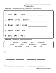 Analogy Worksheets For Middle School Sumnermuseumdc Org