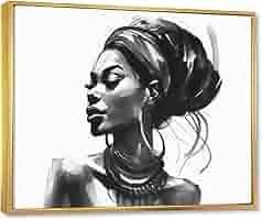 Amazon.com: Woman framed wall art decor, Fashion Woman Framed Canvas Art,  Pierce of an African American Woman I, Black Large Modern Gold framed wall  art, 40x30 inches Gold Frame: Posters & Prints