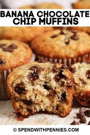 Easy To Make The Best Banana Chocolate Chip Muffins Are Soft Fluffy Banana Chocolate Chip Muffins Banana Chocolate Chip Muffins Recipe Chocolate Chip Muffins