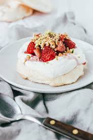 Rhubarb Raspberry Meringues With Pistachio Crumble