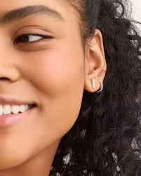 Sterling Silver Metal Bar Stud Earring