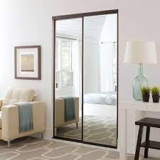 Contractors Wardrobe Asprey 60 In X 81 In Bronze Mirrored Aluminum Interior Sliding Door Asy Sliding Doors Interior Mirror Closet Doors Contractors Wardrobe