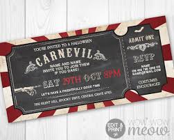 Carnevil Halloween Invitations Carnival Circus Tickets Horror Etsy Halloween Invitations Printable Halloween Invitations Horror Party