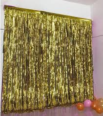 Happy Birthday Decoration Black And Gold Backdrop Curtains Sparkling Metallic Foil Fringe Curtain 3ft X 8ft Gold Fringe Backdrops Curtain Fringe Event Backdrop