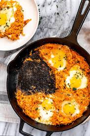 Garlic Parmesan Sweet Potato Eggs Breakfast Recipe Sweet Potato Breakfast Recipe Delicious Clean Eating Recipes Potato And Egg Breakfast