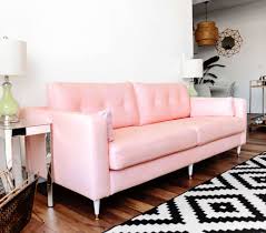 Karlstad Sofa Ikea Hack Mid Century Inspired Pink Sofa This Sofa Right Here Is Proof That Dreams Reall Pink Sofa Living Room Pink Sofa Living Sofa Makeover
