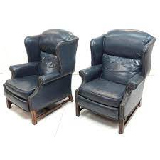 Check out our leather wingback selection for the very best in unique or custom, handmade pieces from our chairs & ottomans shops. Sold Price Pr Barcalounger Blue Leather Wing Chair Recliners February 2 0119 11 00 Am Est