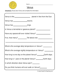 Venus Planet Worksheet Have Fun Teaching Solar System Worksheets Have Fun Teaching Science Worksheets