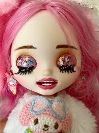 OOAK My Melody Blythe Custom Sparkling Eyes Repaint Doll KAWAII Pink Hair