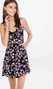 Black Floral Print Sweetheart Neckline Cami Sundress From Express Fit N Flare Dress Ladies Mini Dresses Sundress